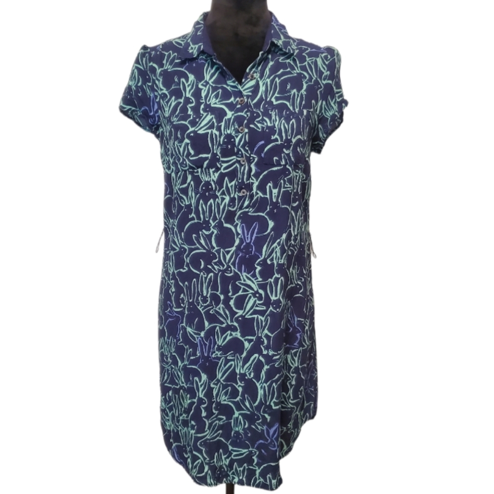 Maeve Anthropologie blue mini bunny rabbit dress size 8